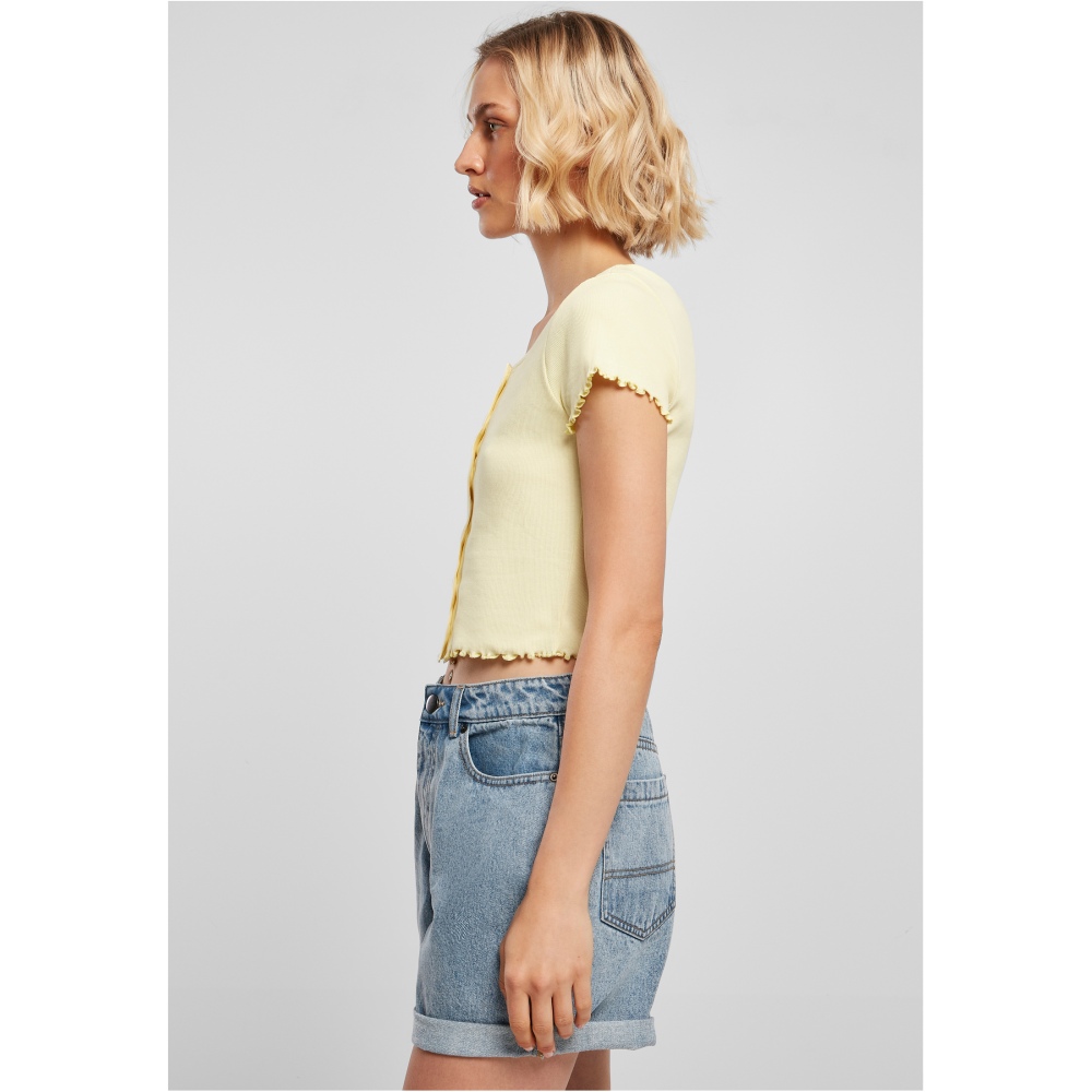 Urban Classics - Cropped Button rib Crop top - XXL - Gelb